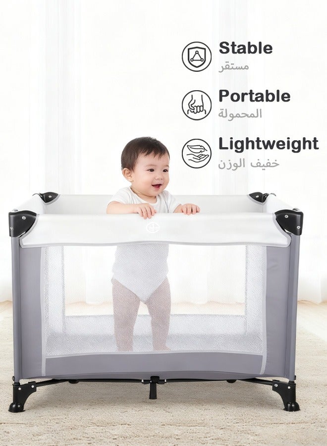 HAYALUX 2 In 1 Baby Crib, Portable Newborn Playard, Foldable Travel Bed Playpen, Travel Crib Nursery Center With Matress - Image 5